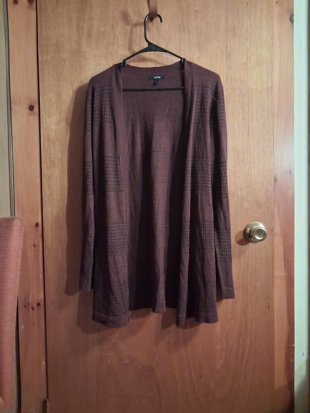 Apt. 9 Brown Open-Front Pointelle Cardigan In Deeo Wine
